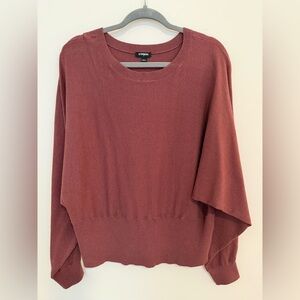 Express Women's Bat Wing Sleeve, Crew Neck Rust-Red Sweater